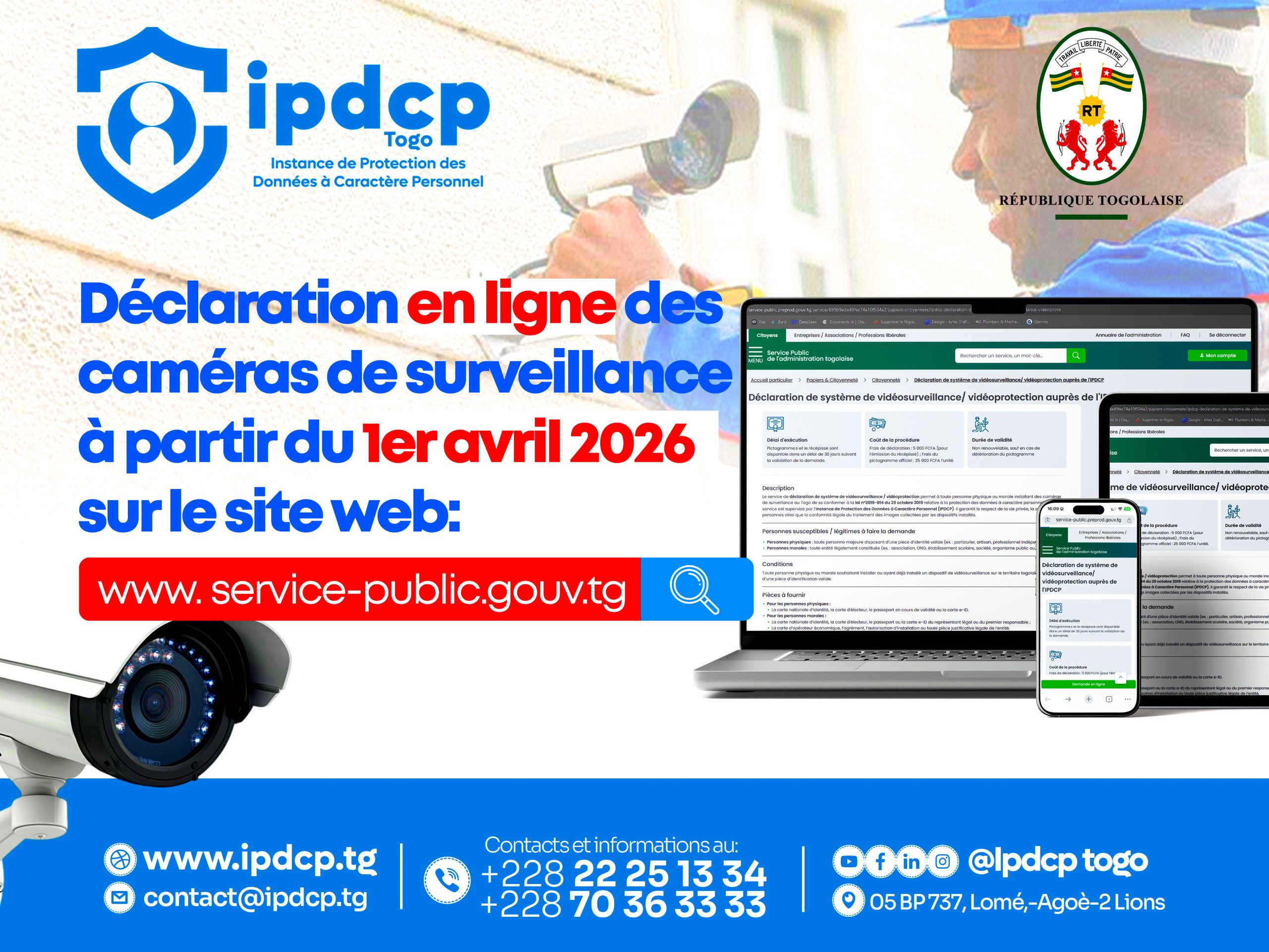 Déclaration en ligne des systèmes de vidéosurveillance et vidéoprotection :  l’IPDCP délivre les premiers récépissés et pictogrammes